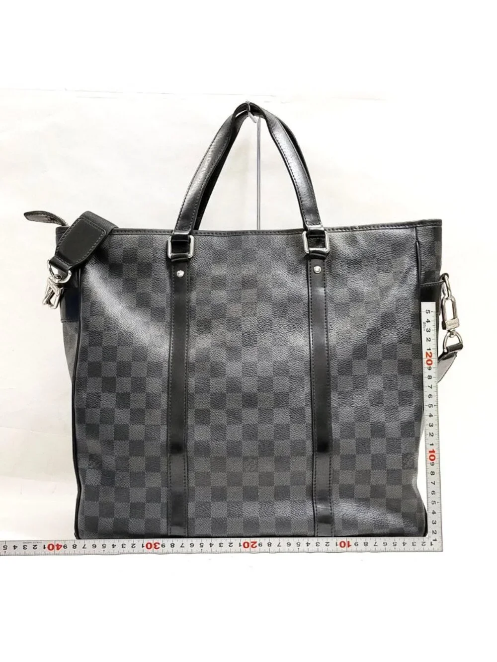 $2995 Auth. LOUIS VUITTON Made in FRANCE Damier Graphite Tadao Tote Shoulder Bag